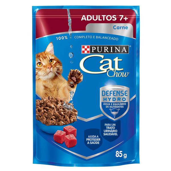 Ração Nestlé Purina Cat Chow Adultos 7+ Sachê Carne ao Molho - 1 Unidade