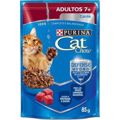 Ração Nestlé Purina Cat Chow Adultos 7+ Sachê Carne ao Molho 85gr