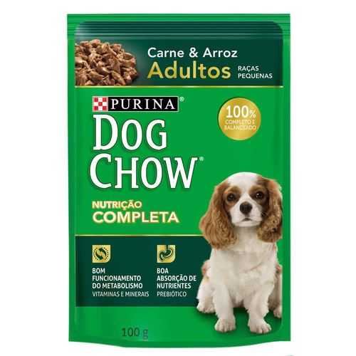 Ração Nestlé Purina Dog Chow Adultos Raças Pequenas Sachê Carne e Arroz - 100 Gr