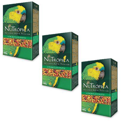 Ração Nutrópica com Frutas para Papagaios 600g - 03 Unidades