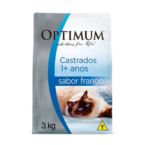 Ração Optimum para Gatos Adultos Castrados Sabor Frango - 3kg