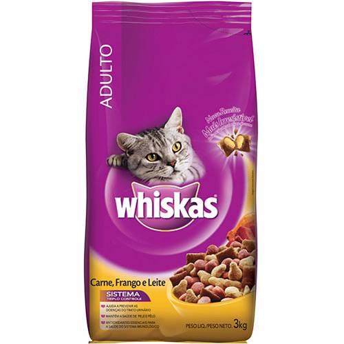 Ração P/ Gatos - Carne, Frango e Leite 3 Kg - Whiskas