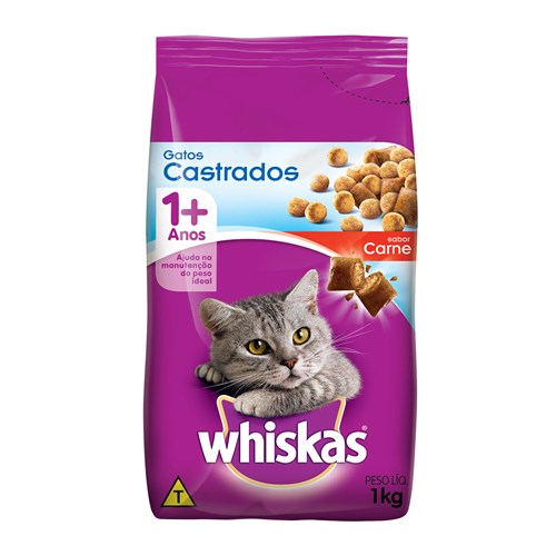 Ração para Gatos Adulto Whiskas Carne 1Kg
