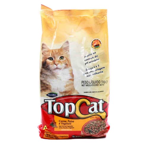 Ração para Gatos Top Cat Sabor Carne, Peixe e Vegetais com 1Kg