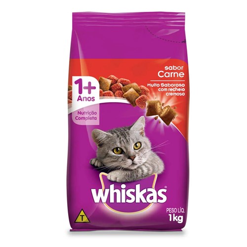 Ração para Gatos Whiskas Adultos Sabor Carne com 1kg