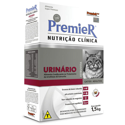 Ração Premier Nutrição Clínica Urinário para Gatos Adultos 1,5kg