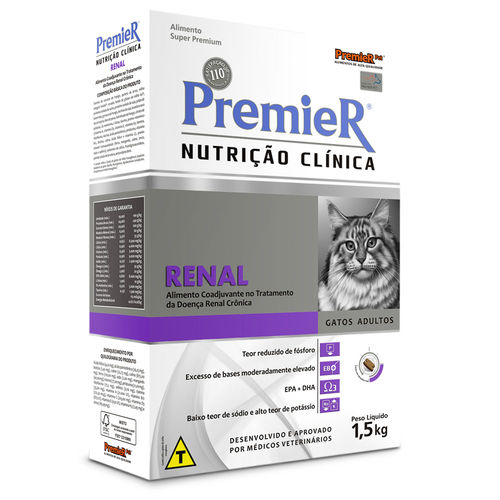 Ração Premier Renal Nutrição Clínica para Gatos Adultos 1,5kg