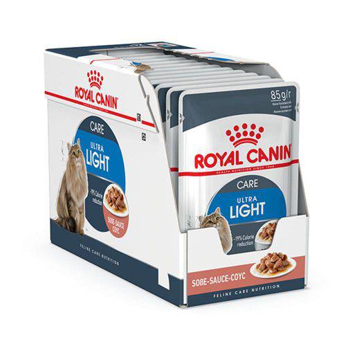 Ração Royal Canin Sachê Ultra Light para Gatos - Caixa com 12 Unidades
