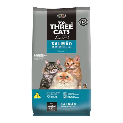 Ração Threecats para Gatos Adultos Especial Sabor Salmão - 1kg
