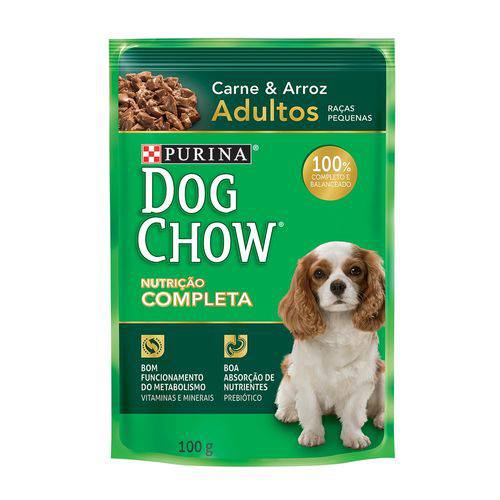 Ração Úmida Dog Chow Sabor Carne para Cães Adultos de Raças Pequenas- 100g