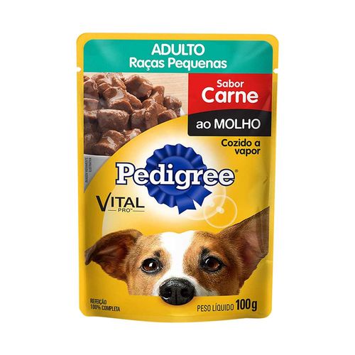 Ração Úmida Pedigree Sachê Vital Pro para Cães Adultos de Raças Pequenas Sabor Carne ao Molho -100g