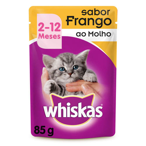 Ração Úmida Pedigree Whiskas Sachê para Gatos Filhotes Sabor Frango Kit com 5 Unidades 85g