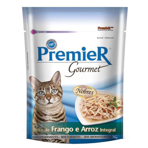 Tudo sobre 'Ração Úmida Premier Pet Gourmet Sachê Frango para Gatos Adultos 70g'