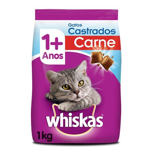 Ração Whiskas Carne 1+ Anos para Gatos Castrados