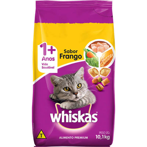 Ração Whiskas Frango e Leite para Gatos Adultos 10,1kg