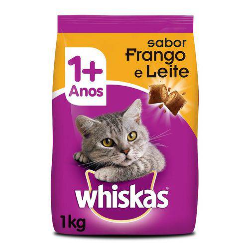 Ração Whiskas Frango e Leite para Gatos Adultos