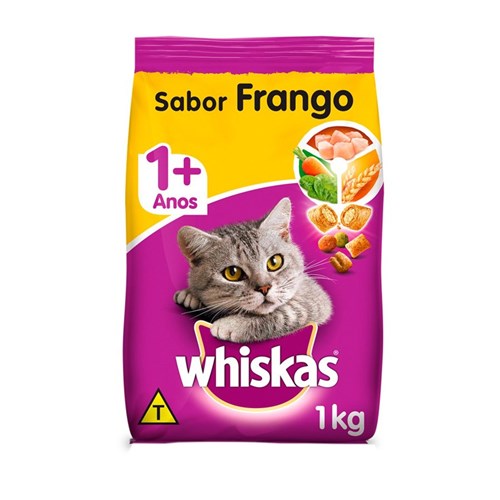 Ração Whiskas para Gatos Adultos Sabor Frango - 1Kg