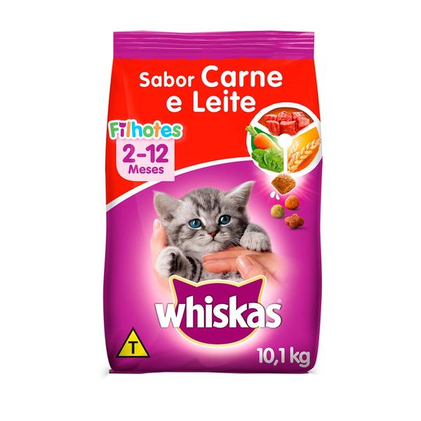 Ração Whiskas para Gatos Filhotes Sabor Carne e Leite - 10,1Kg