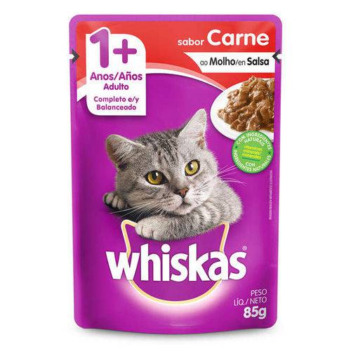 Ração Whiskas Sachê Carne para Gatos Adultos