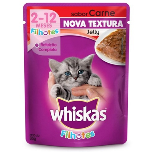 Ração Whiskas Sachê Jelly Sabor Carne para Gatos Filhotes - 85gr