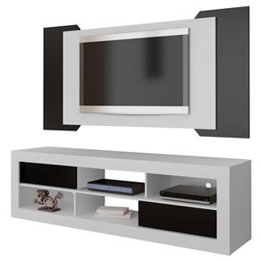 Rack com Painel Artely Chicago para TVs de Até 55” - Branco/Preto