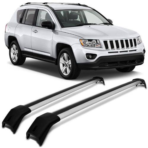 Rack de Teto Travessa Transversal Larga Jeep Compass 2016 a 2018 Prata Projecar Suporte 45KG
