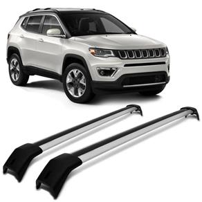Rack de Teto Travessa Transversal Larga Jeep Compass 2016 a 2019 Prata Projecar Suporte 45KG