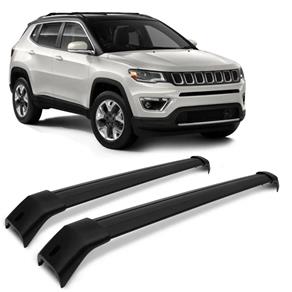 Rack de Teto Travessa Transversal Larga Jeep Compass 2016 a 2019 Preto Projecar Suporte 45KG