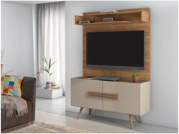 Rack para TV Até 50” 2 Portas Pés Palito - com Painel para TV Até 46” Caemmun Premium Jazzy