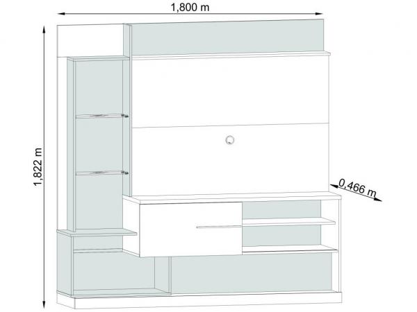 Rack para TV Até 55” 1 Porta - com Painel para TV de Até 55” Madetec Dimas