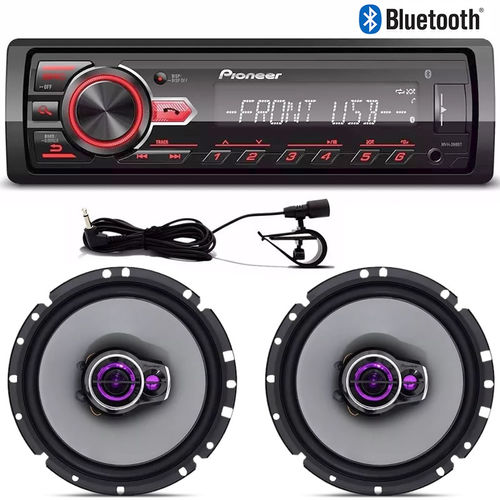 Tudo sobre 'Radio Automotivo Pioneer Bluetooth Mvh-298bt + Kit Alto Falante 6 Pioneer'