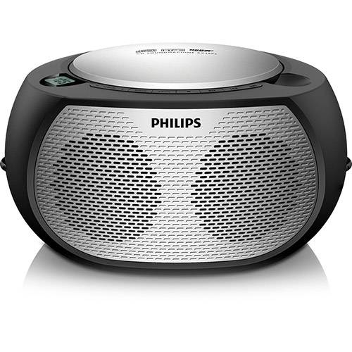 Rádio Boombox Philips AZ380S/78 USB CD MP3 Entrada Line In AM/FM - Preto/Prata