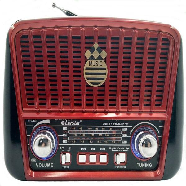 Radio Box Retro Portátil Bluetooth Recarregável com Alça 2257 - Livstar