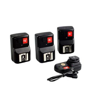 Rádio Flash de Câmera PT-04GY com 1 Transmissor e 3 Receptores para Flashes Speedlites