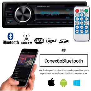 Rádio Fm Mp3 Som Automotivo com Bluetooth Usb Sd 4 Rca