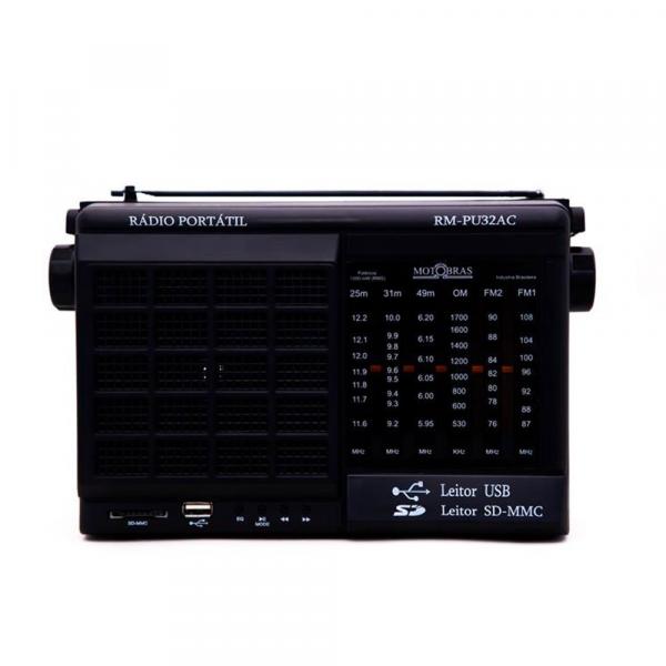 Rádio Motobrás 6 Faixas AM FM OC com USB SD CARD RM-PU32AC