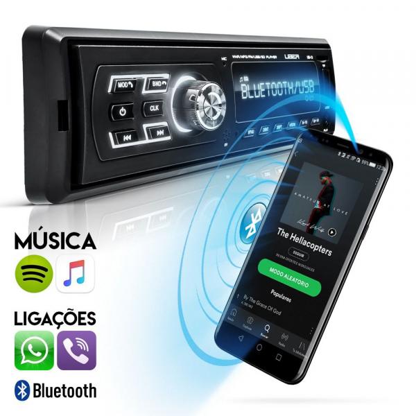 Radio MP3 Bluetooth FM USB SD Automotivo Controle - Uberparts
