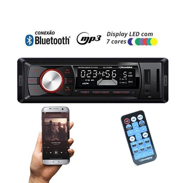 Rádio Mp3 Player Automotivo Bluetooth Roadstar RS-2709BR Fm Usb Controle 7 Cores Iluminação Botões