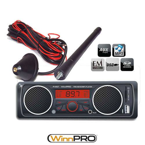 Tudo sobre 'Radio Mp3 Player Automotivo com Alto-falantes Integrados USB Sd Antena Teto Universal Haste Curta 1'