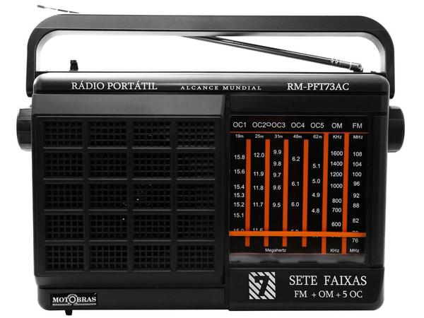 Rádio Portátil AM/FM 7 Faixas RM-PFT 73AC - Motobras - Motobrás