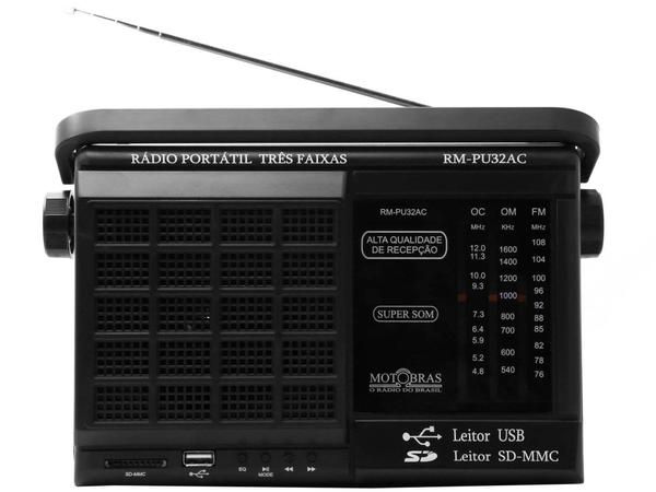 Rádio Portátil AM/FM 3 Faixas RM-PU 32AC - Motobras - Motobrás