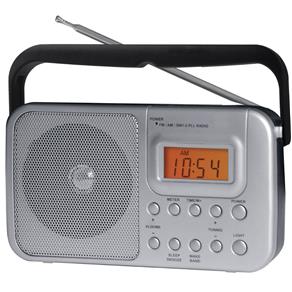 Rádio Portátil AM FM SW1 SW2 com Relógio e Alarme - COBY CR201