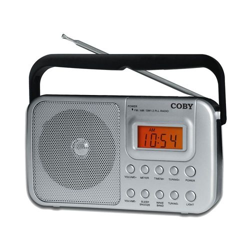 Rádio Portátil Am/fm/sw1/sw2 com Relógio e Alarme Coby Cr201