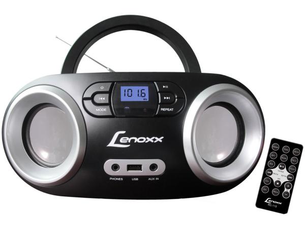 Rádio Portátil Lenoxx FM 5W CD Player Display LED - Boombox BD 1360 Bluetooth Entrada USB