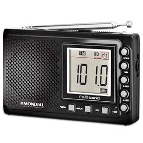 Rádio Portátil Mondial RP-03 com Função Relógio e Alarme – Preto