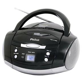 Rádio Portátil Philco CD, MP3, Aux. e FM 3,4W RMS Bivolt Preto/Prata - PH61 - Bivolt
