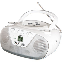Rádio Portátil Toshiba TR8003 com CD/MP3/USB com Rádio AM e FM e Alça Articulada - Branco