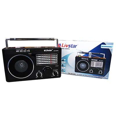 Rádio Recarregável Portátil AM/FM / USB/SD Livstar CNN 686