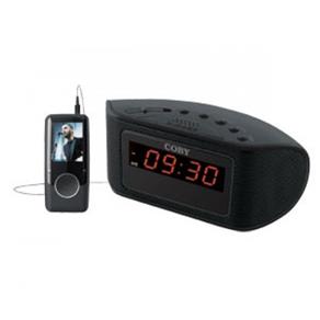 Rádio-Relógio Coby Digital AM/FM com Despertador, Função Soneca e Entrada de Áudio Auxiliar CRA55BLK