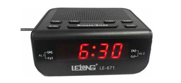 Rádio Relógio Despertador Alarme Duplo Digital Lelong